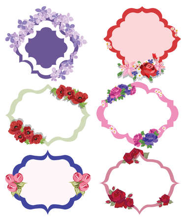 Vintage Vector floral frame set collectionのイラスト素材