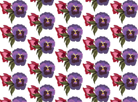 Vintage colorful flowers patternVector. Vector Traditional Retro style geranium flowers. Vector illustrationのイラスト素材