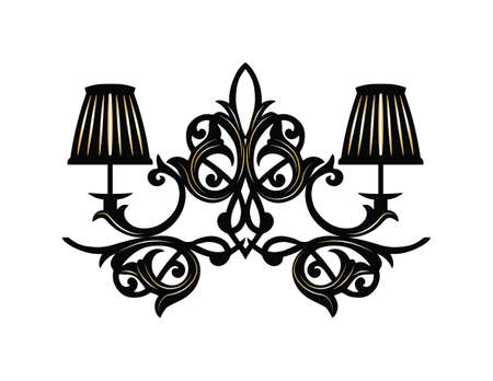 Baroque Elegant Wall lamp with ornaments.Vector  Elegant Royal Baroque Style Wall lampのイラスト素材