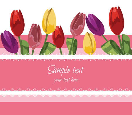 Greeting Card with blooming Tulip Flowers Vectorのイラスト素材