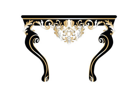 Vintage Rich Baroque Table. French Luxury rich carved ornaments furniture. Vector Victorian Royal Style furnitureのイラスト素材