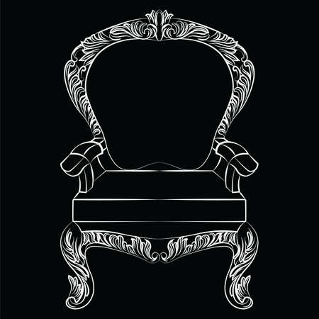 Baroque luxury style armchair furniture. Throne with luxurious rich ornaments. French Luxury rich carved ornaments decoration. Vector Victorian exquisite Style furniture. Vector sketchのイラスト素材