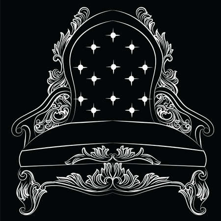 Baroque luxury style armchair furniture. Elegance with luxurious rich ornaments. French Luxury rich carved ornaments decoration. Vector Victorian exquisite Style furniture. Vector sketchのイラスト素材