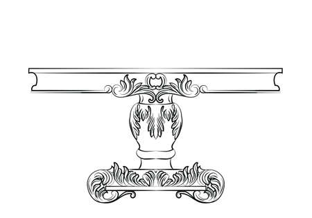Rich Baroque commode Table. French Luxury rich carved ornaments decorated furniture. Vector Victorian Royal Style structureのイラスト素材