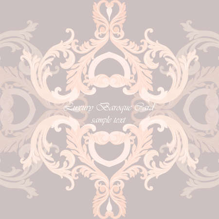 Vintage Invitation Card or banner with Luxurious Baroque ornament. Rose quartz colorのイラスト素材