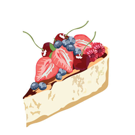 Cheesecake with fruits dessert delicious slice isolated Vectorのイラスト素材
