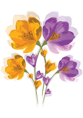 Spring Summer colorful Flowers Vectorのイラスト素材