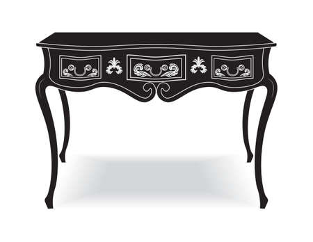 Rich Baroque coffee Table. French Luxury rich carved ornaments furniture. Vector Victorian Royal Style furniture. Black backgroundのイラスト素材