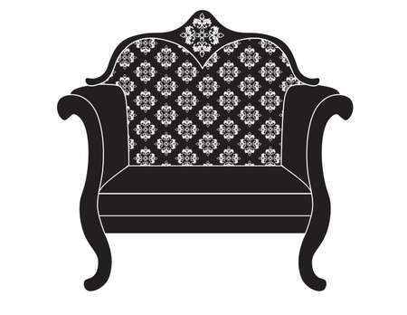 Vintage upholstered armchair.  Luxury rich carved ornaments furniture. Vector Victorian exquisite Style ornamented chairのイラスト素材