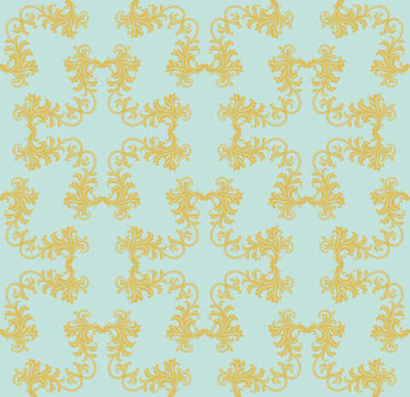 Vintage Retro floral ornament pattern. Vector abstract decor for backgrounds, texture, fabric, textile, cards. Gold and blueのイラスト素材