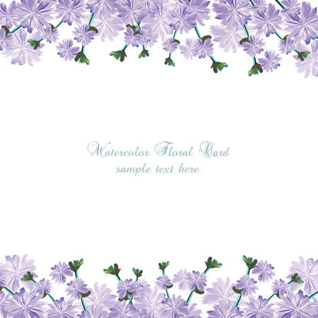 Watercolor delicate purple flowers card . Vintage Elegant illustration for Women's day, birthday, Wedding, Ceremony, Anniversaryのイラスト素材