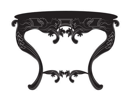 Rich Baroque commode Table. French Luxury rich carved ornaments decorated furniture. Vector Victorian Royal Style structureのイラスト素材