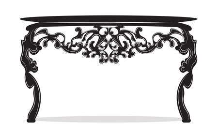 Rich Baroque commode Table. French Luxury rich carved ornaments decorated furniture. Vector Victorian Royal Style structureのイラスト素材