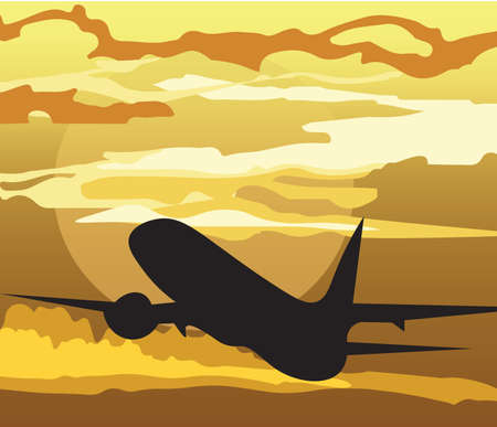 Air plane silhouette in the sky Vectorのイラスト素材