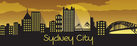 Sydney City Silhouette Vectorのイラスト素材