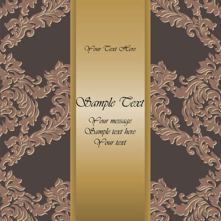Baroque Vintage floral damask Invitation card. Vector background. Luxury Classic Damask ornament. Royal Victorian texture for wallpapers, textile, fabricのイラスト素材