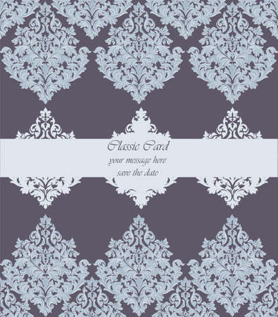Vintage Baroque damask pattern Imperial style. Vector decor background. Luxury Classic ornament. Royal Victorian texture for wallpapers, textile, fabric. Grey colorのイラスト素材