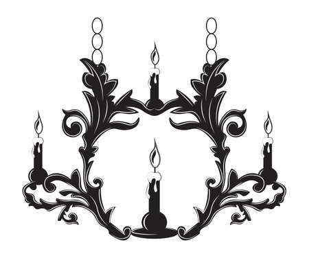 Classic Baroque style wall lamp on white background. Luxury decor accessory design. Vector illustration sketchのイラスト素材