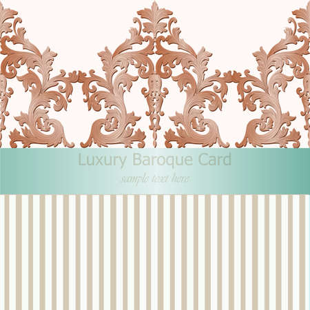 Vintage Baroque damask Invitation card Imperial style. Vector decor background. Luxury Classic ornament. Royal Victorian floral for birthday, wedding, textile print, wallpaper, wrapping paperのイラスト素材