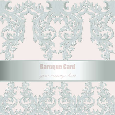 Vintage Baroque Winter Invitation card Imperial style. Vector decor background. Luxury Classic ornament. Royal Victorian floral for birthday, wedding, textile print, wallpaper, wrapping paperのイラスト素材