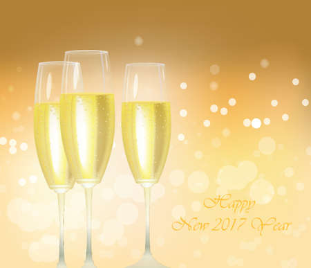 Sparkling gold champagne glassesのイラスト素材