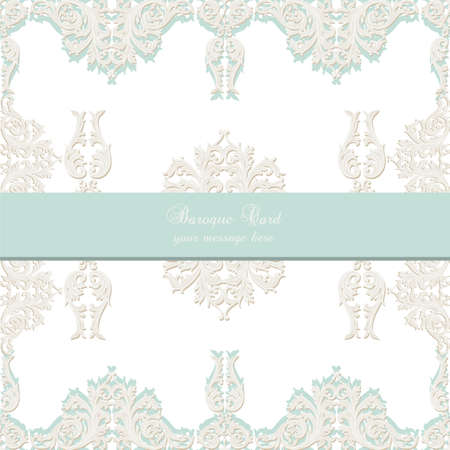 Vintage Baroque Invitation Card with ornamented floral pattern. Vector Retro Antique style Acanthus foliage. Decorative Luxury bannerのイラスト素材