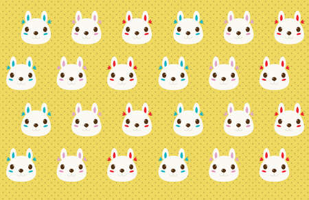 Vector Cute Rabbit pattern background. Yellow colorのイラスト素材