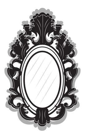 Vintage Imperial Baroque frame. Vector French Luxury rich carved ornamented decor. Victorian wealthy Style structure. Black colorのイラスト素材