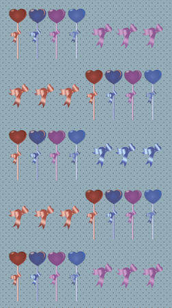 Colorful lollipops hearts abstract background Vector. Cute hand drawn style retro. illustration for Valentines Day, wedding, Birthday and partyのイラスト素材