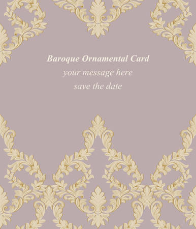 Vintage Baroque Invitation card. Vector decor background. Luxury Delicate Classic ornament. Royal Victorian floral for birthday, wedding, textile print, wrapping paperのイラスト素材