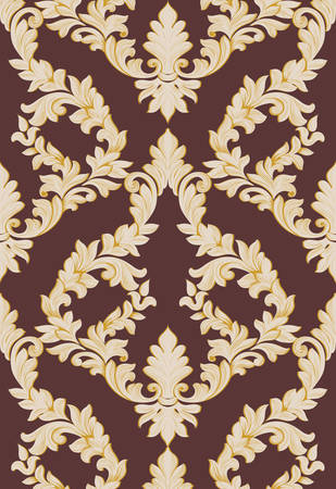 Vintage Baroque damask floral pattern acanthus Imperial style. Vector decor background. Luxury Classic ornament. Royal Victorian texture for wallpapers, textile, fabricのイラスト素材