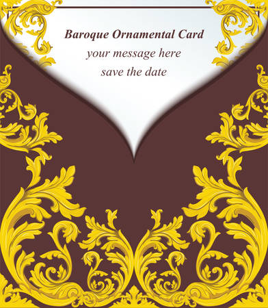 Vintage Baroque envelope Invitation card Imperial style. Vector decor background. Luxury Delicate Classic ornament. Royal Victorian floral for birthday, wedding, textile print, wallpaper, paperのイラスト素材