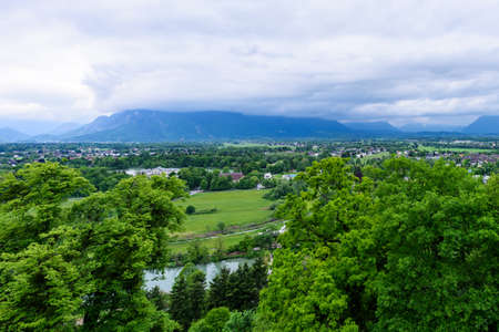 Salzburg Cathedral. Historic center Aerial view over the city. Salzburg, Austriaの写真素材