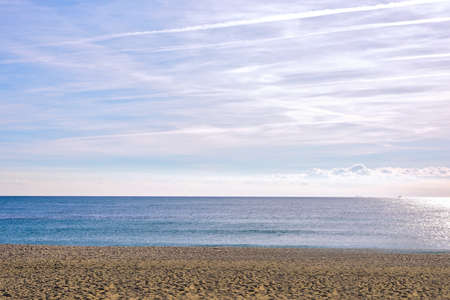 Amazing sea view Barcelona Beach Platja Nova Icaria or Barcelonetaの写真素材