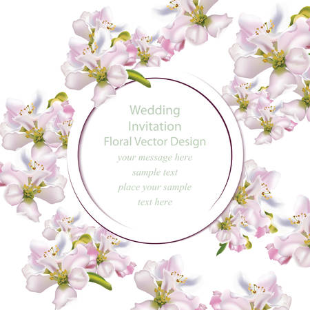 Spring delicate flowers bouquet card background. Beautiful Postcard for Weddings, Birthday, Anniversary. Vector illustrationのイラスト素材