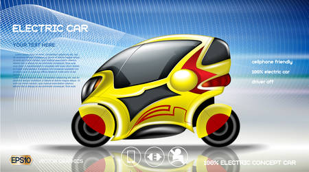 Realistic 3d Electric car infographic concept. Digital Vector Electric car poster with icons. e-commerce business conceptのイラスト素材