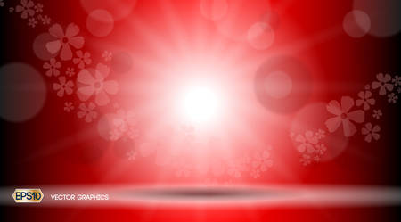 Red Glamorous lights waves sparkling effects background. Vector illustration for ads, print, infographics, posterのイラスト素材