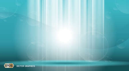 Blue waves lights sparkling effects background. Vector illustration for ads, print, infographics,posterのイラスト素材