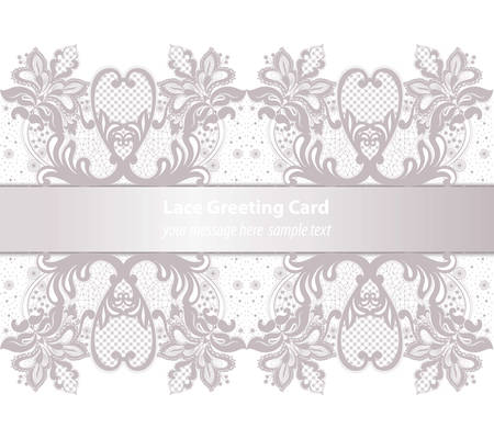 Lace Greeting delicate card in pink powder color. Vector illustrationのイラスト素材