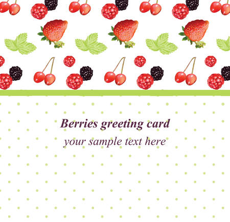 Vector mixed cherry and berry retro style card. Vintage Design for tea, natural cosmetics, beauty store, dessert menu, organic health care products, perfume, aromatherapy.のイラスト素材
