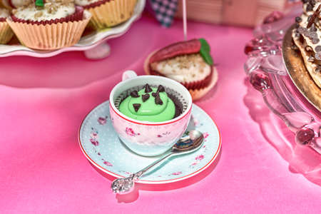 Cupcake in a mug. Summer delicious dessertsの写真素材