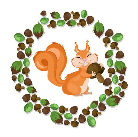Funny cute squirrel animation character Vector illustrationの写真素材