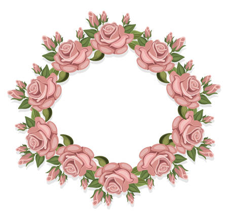 Vintage Roses Floral crown Vector summer roses pattern. Hand drawn illustrationのイラスト素材