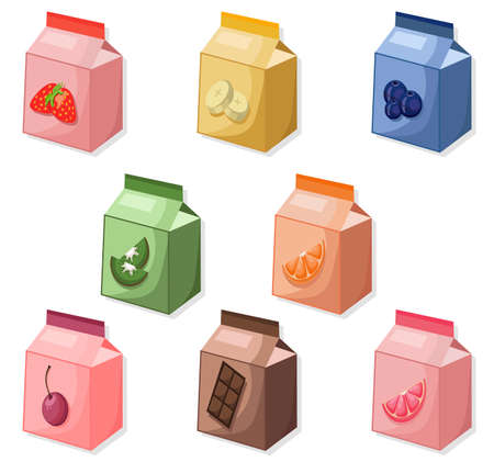 Yogurt or Milk package set collection mock up. Vector illustration for commercial, advertiseのイラスト素材