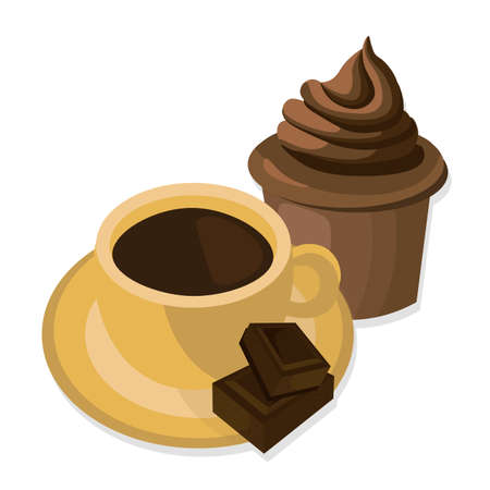 Coffee cup and sweets delicious Vector. Modern icons for coffee shop and coffee house. Colorful template for cooking and restaurant menuのイラスト素材