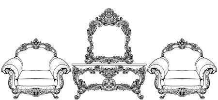 Baroque armchair with luxurious ornaments.のイラスト素材