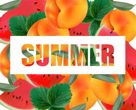 Summer appricot and watermelon background pattern Vectorのイラスト素材