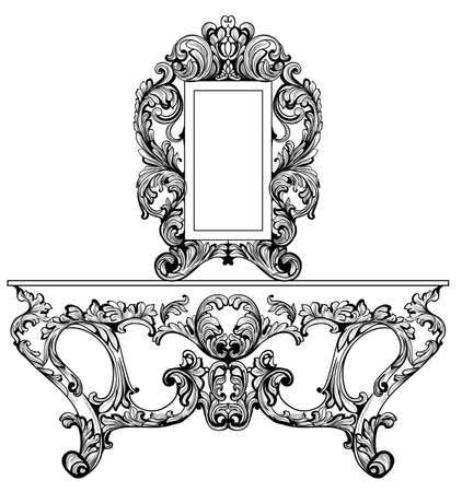 Exquisite baroque dressing table engraved.のイラスト素材