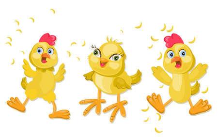 Chicken funny cartoon. Pet faces Vector illustrationsのイラスト素材