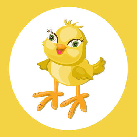 Cute Chicken female funny cartoon Vector illustrationのイラスト素材